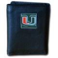 University of Miami Tri-fold Leather Wallet with Box University of Miami Tri-fold Leather Wallet with Box