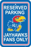 Kansas Jayhawks 12" X 18" Plastic Parking Sign Kansas Jayhawks 12" X 18" Plastic Parking Sign